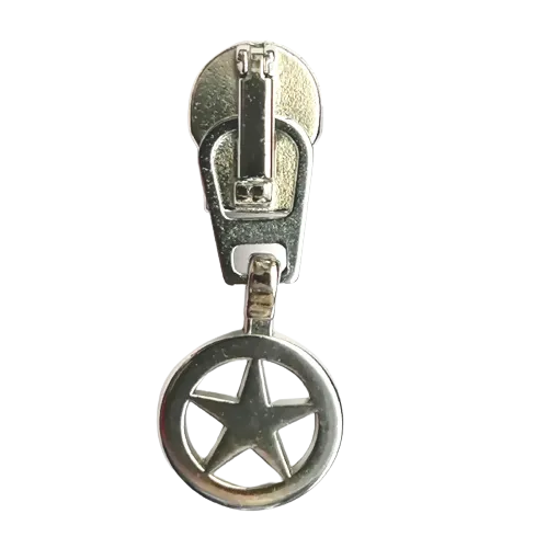 Ritstrekker met 'ster' bedeltje - 40 mm zilverkleurig metaal